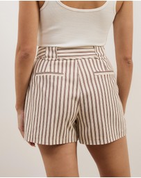Atmos&Here - Alex Cotton Twill Belt Detail Shorts