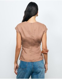 AERE - Lea Gathered Linen Top
