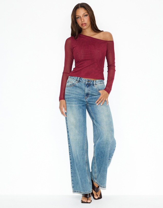 Dazie - Alina Asymmetrical Mesh Top