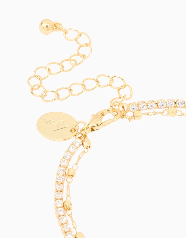 Lovisa - Gold Diamante Cup Chain & Chain Layered Bracelet