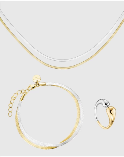 Rosefield - Snake Duotone Ring, Necklace and Bracelet Set