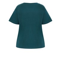 City Chic - Plus size Oversized Crew Neck Tee - deep teal