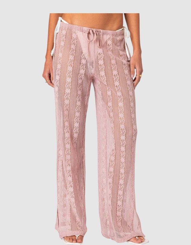 EDIKTED - Embroidered Sheer Lace Pants
