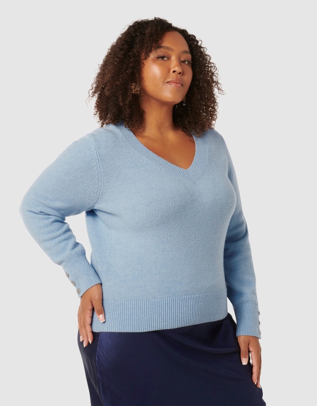 Forever New Curve - Sabrina Curve Button Cuff Knit Jumper
