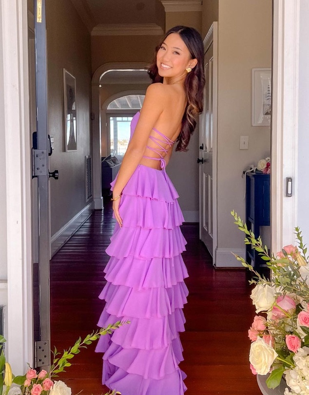 Beginning Boutique - Kim Magenta Strapless Ruffle Maxi Dress
