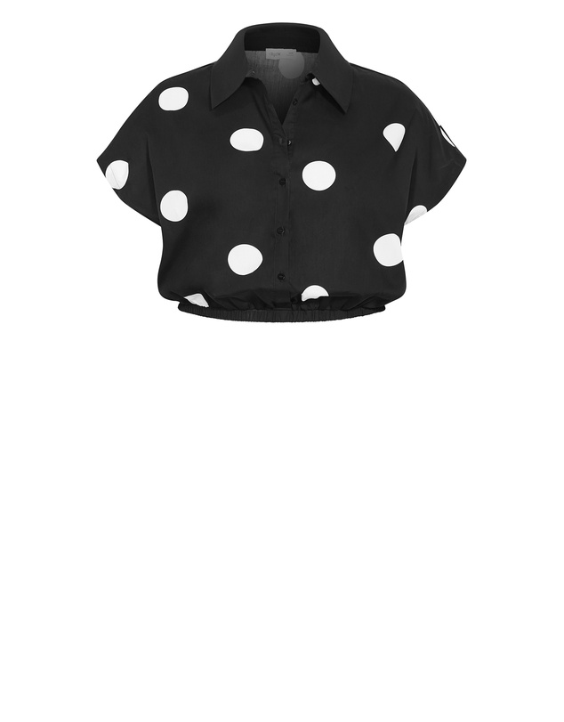 City Chic - Vacay Polka Dot Print Shirt - black
