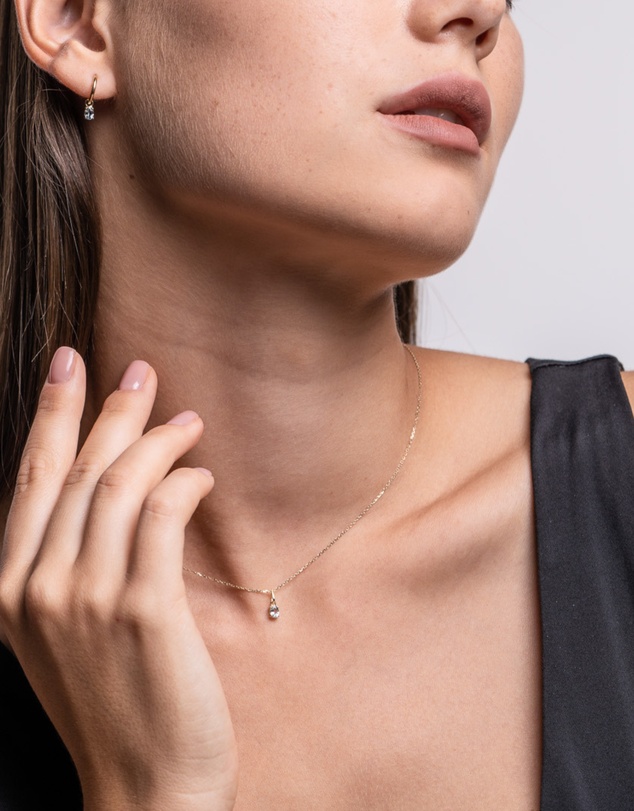Luna Rae - Solid Gold - Aquamarine Necklace