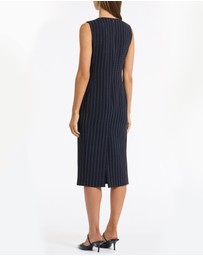 Carla Zampatti - Navy Pinstripe Sheath Dress