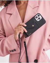 LOUVE COLLECTION - Leather Phone Case Wallet & Strap + Pearl Crossbody Chain & Wristlet