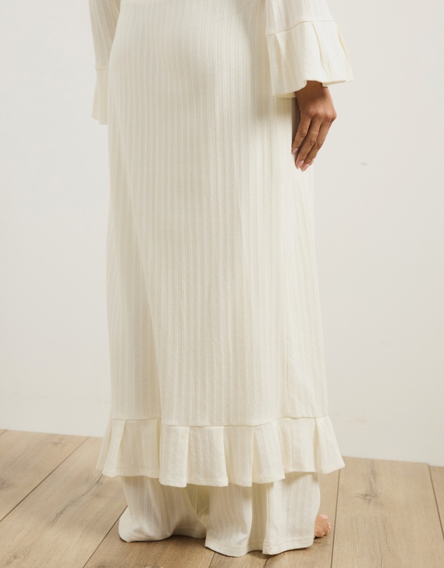Atmos&Here - Melody Pointelle Wrap Robe With Frill Hem