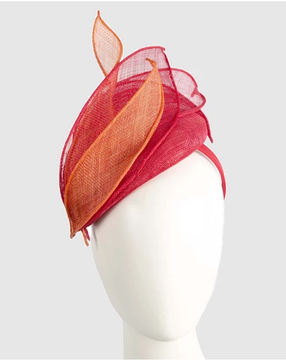 Max Alexander - Pillbox Red Orange Racing Fascinator