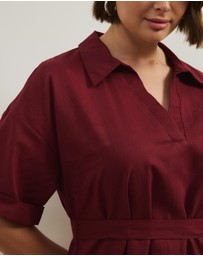 Atmos&Here Curvy - Britt Linen Blend Belted Mini Dress