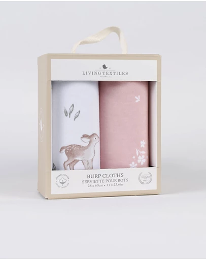 Living Textiles - 2 Pack Organic Burp Cloths - Fawn Fables
