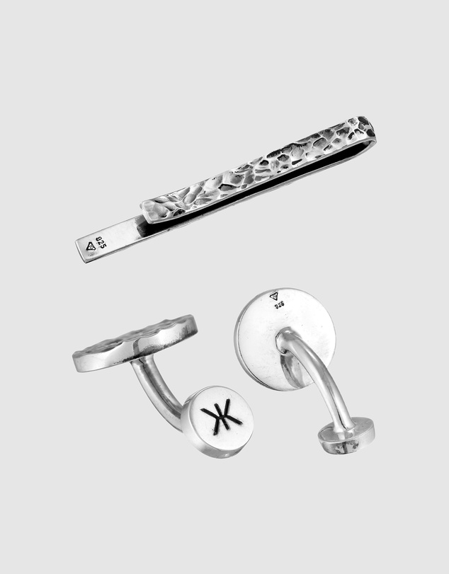 Kuzzoi - ICONIC EXCLUSIVE - Jewelry Set Men Organic Textured Set In 925 Sterling Silver