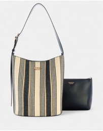 GUESS - Stripe Nicolette Large Bucket Shoulder Bag