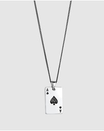 Kuzzoi - ICONIC EXCLUSIVE - Ace of Spades Card Pendant Necklace in 925 Sterling Silver