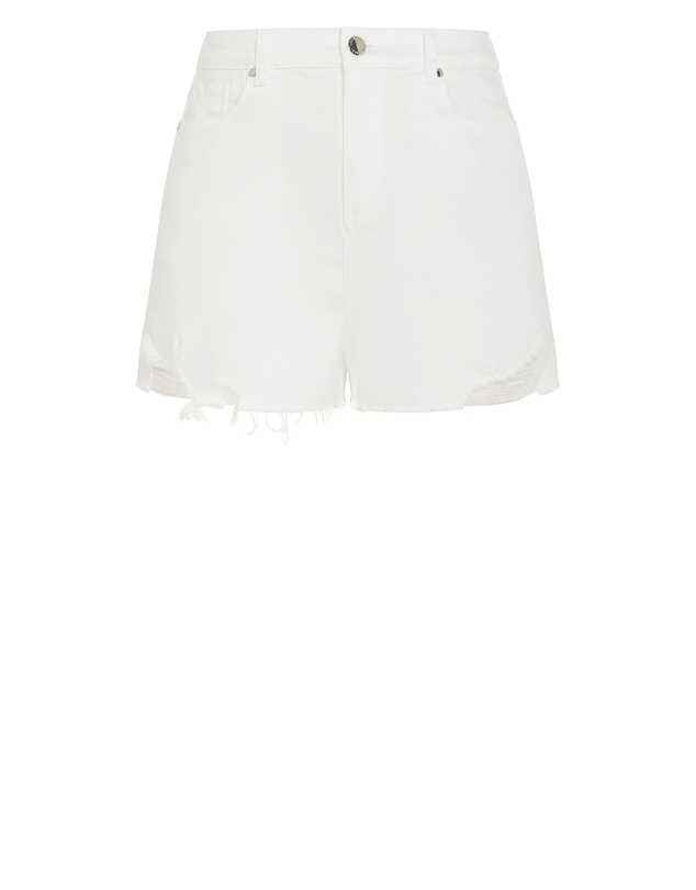 City Chic - Plus size Shannah Denim Rip Short - ivory