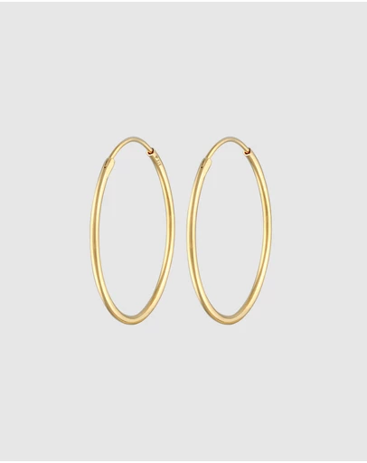 Elli Jewelry - Earrings Creoles Round Basic Classic Timeless in 925 Sterling Gold Plated