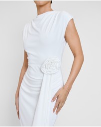 Six Stories - Cap Sleeve Corsage Stretch Dress