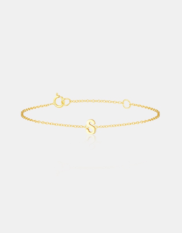 The Silver Collective - Petite A-Z Letter Bracelet Gold - S