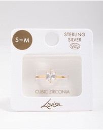 Lovisa - Gold Plated Sterling Silver Oval Solitaire Ring