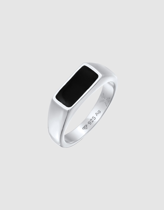 Kuzzoi - ICONIC EXCLUSIVE - Enamel Signet Ring in 925 Sterling Silver