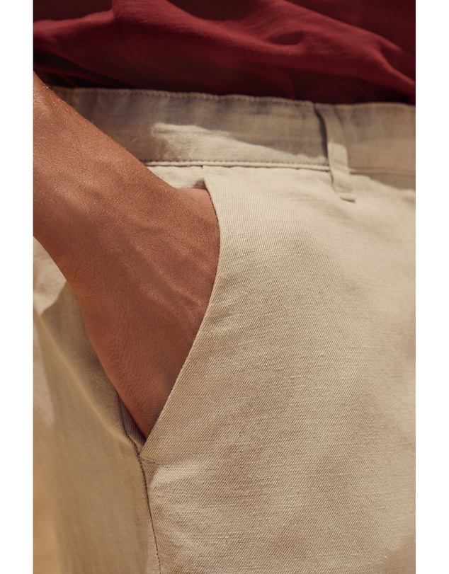 NEXT - Linen Cotton Elasticated Drawstring Trousers Regular Fit