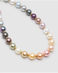 Nialaya Jewellery - Pastel Pearl Necklace with Gold