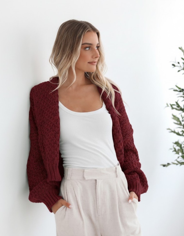 Esther & Co - Dorine Cardigan - Wine