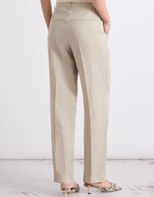 Marella - Linen Tapered Pleat-Front Pants