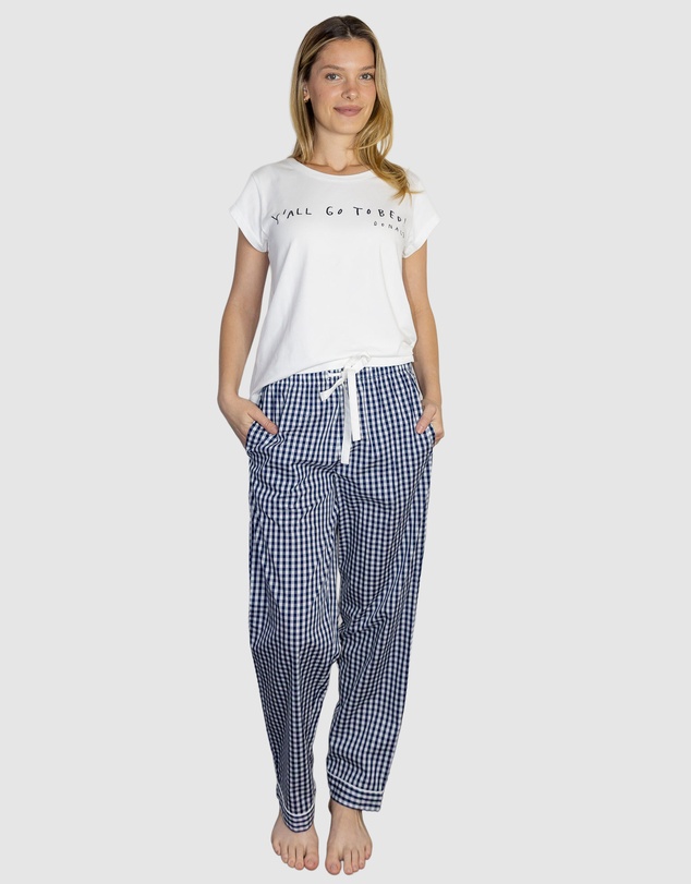 Sant And Abel - Women's Hepburn Gingham Navy Long PJ Pants
