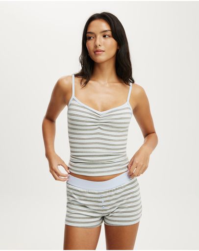JAMIE STRIPE MID GREY MARLE RUCHED