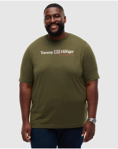 Tommy Hilfiger - Big & Tall Logo Jersey Crew Neck T-Shirt
