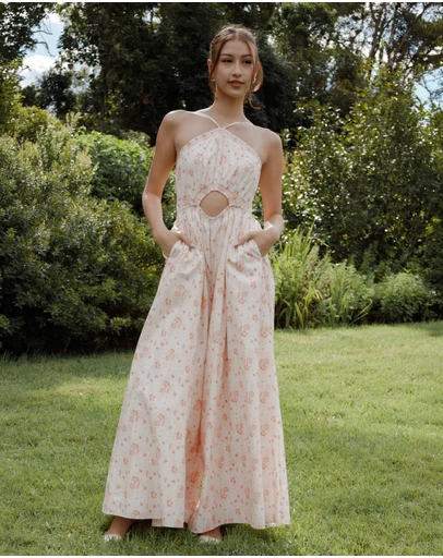 Petal & Pup - Madeira Jumpsuit - Peach Ditsy Floral