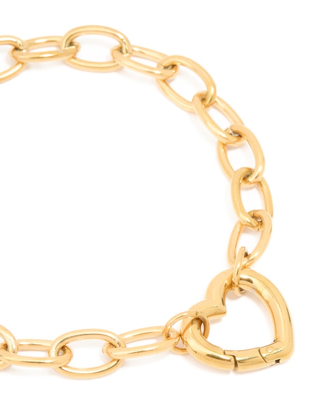 Lovisa - Waterproof Gold Plated Stainless Steel Chain Heart Clasp Bracelet