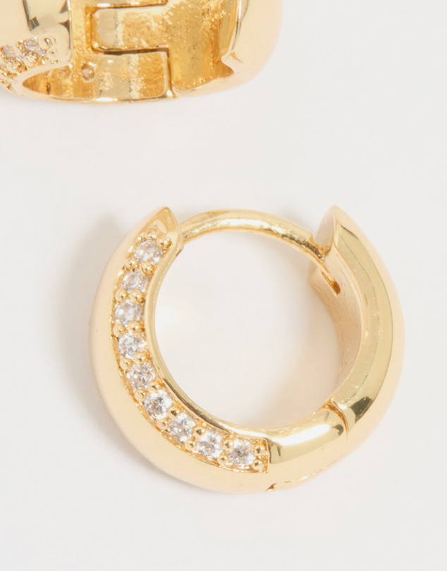 Lovisa - Gold Plated Cubic Zirconia Outline Bold Huggie Earrings