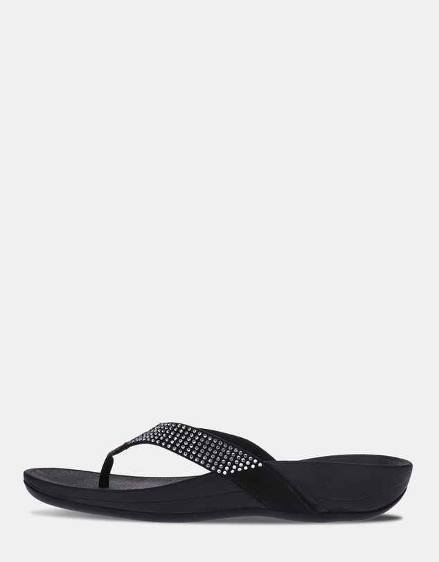 Mia Vita - Allora Toe Post Sandal - Black Rhinestone