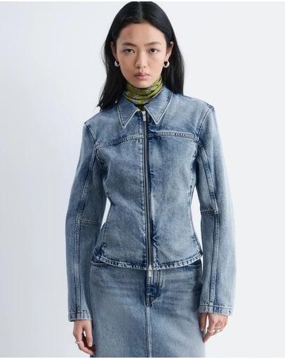 & Other Stories - Fitted Zip-Up Denim Jacket