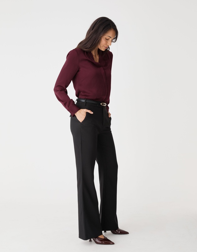 Forcast - Claire Pleat Neck Satin Blouse