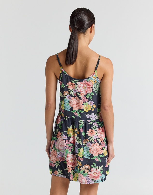 Poolside Paradiso - Jardin Slip Babydoll Dress - Black