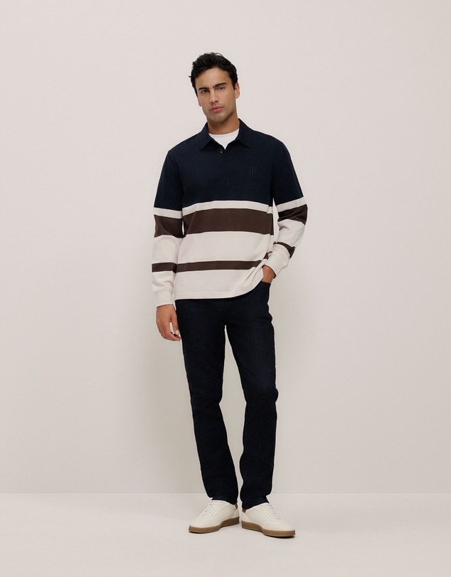 Trenery - Bold Stripe Monogram Rugby in Navy
