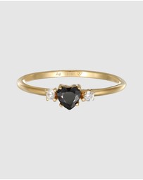 Elli Jewelry - Ring Zirconia Heart 925 Sterling Silver Gold-Plated