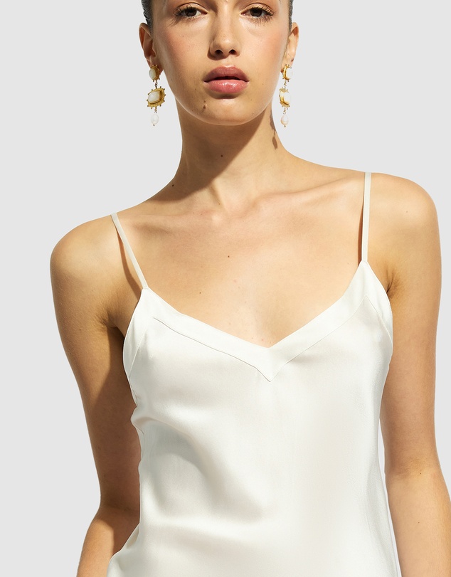 GINIA - Silk Long Nite V Neck