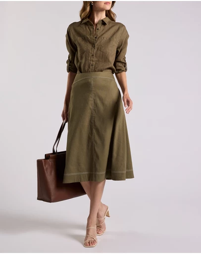 David Lawrence - Cabello Stretch Linen Skirt