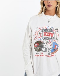 Vintage by The Real Deal - Pre Loved - Vintage 1989 NFL 49ers vs Broncos Super Bowl Long Sleeve Tee