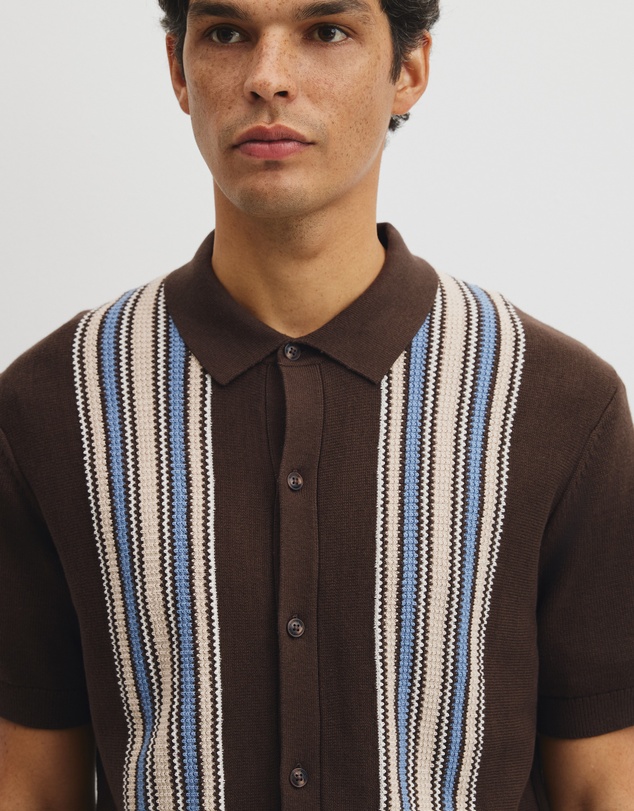 Country Road - Australian Cotton Textured Panel Knit Shirt