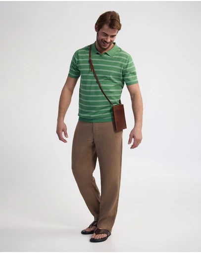 Oxford - Basey Linen Blend Striped Polo