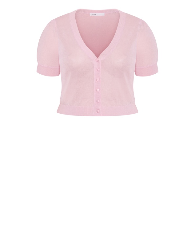 City Chic - Plus size Tara Short Sleeve Crop Cardigan - soft pink