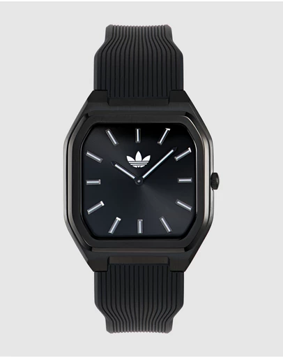adidas Originals - City Tech Square 39mm Black Silicone Strap Watch