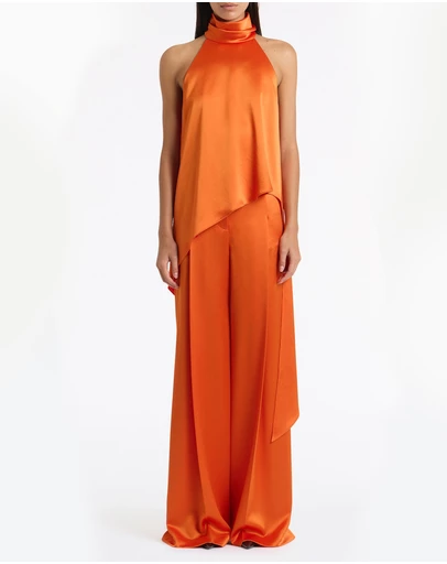 Carla Zampatti - Clementine Satin Acetate Draped Asymmetric Top